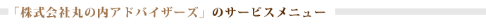 「株式会社　丸の内アドバイザーズ」 のサービスメニュー